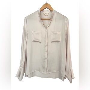 reset by jane  silky long sleeve top  Cream Blouse front pockets